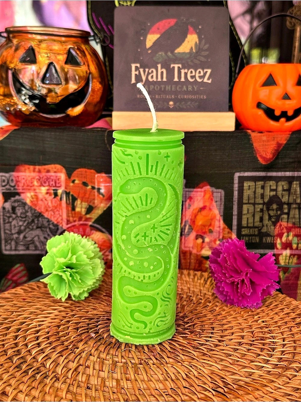 Fyah Treez Green Embossed Candle